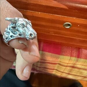 Sterling Silver Bull Head Ring